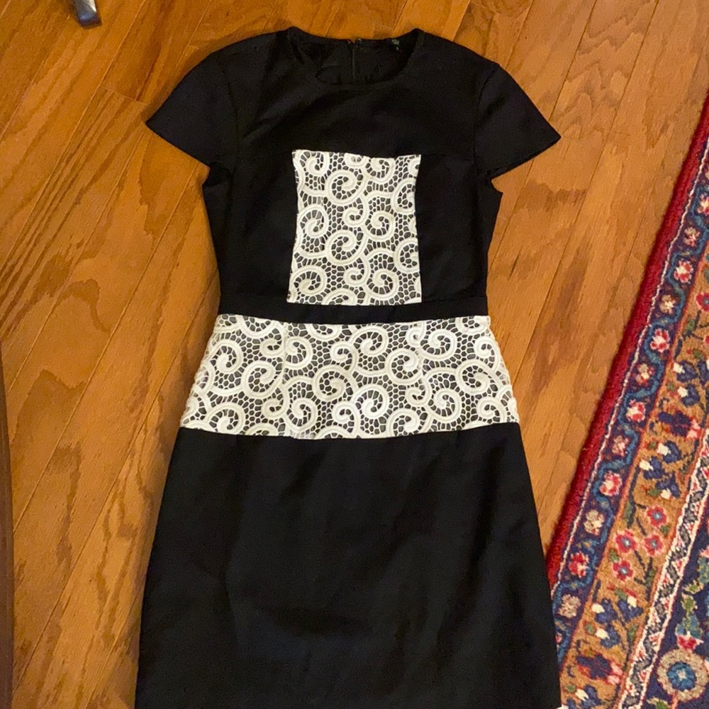 Tibi black lace panel dress sz 0